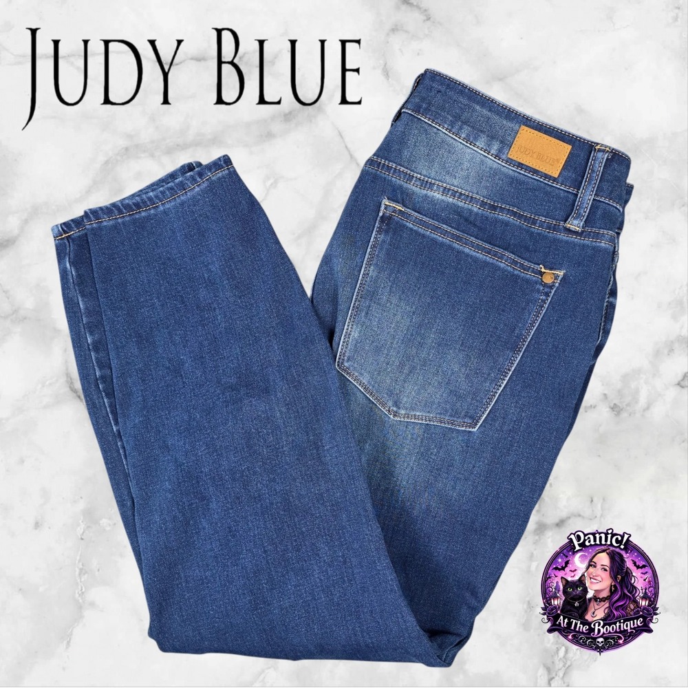 Judy Blue‎ Boyfriend Fit Jeans Women 14 Blue Denim Stretch High Rise Casual Boho